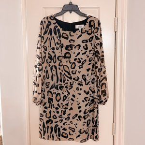 Badgley Mischka long-sleeved Leopard Dress, size 0